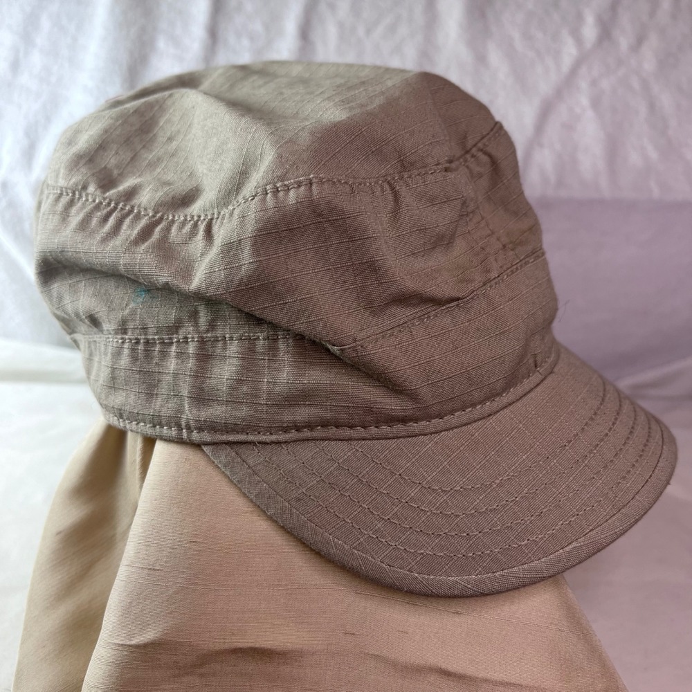 Goorin Brothers Tan Ripstop Cadet Hat Military Style Flat Top Cap